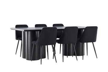 Spisegruppe Venture Home Olivia spisegruppe 210 cm rektangulær med 6 Night-stoler Svart/Svart/Svart - Møbler - Bord - Spisegrupper