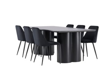 Spisegruppe Venture Home Olivia spisegruppe 210 cm rektangulær med 6 Night-stoler Svart/Svart/Svart - Møbler - Bord - Spisegrupper