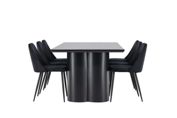 Spisegruppe Venture Home Olivia spisegruppe 210 cm rektangulær med 6 Night-stoler Svart/Svart/Svart - Møbler - Bord - Spisegrupper