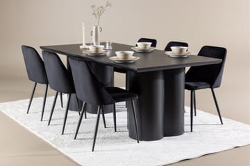 Spisegruppe Venture Home Olivia spisegruppe 210 cm rektangulær med 6 Night-stoler Svart/Svart/Svart - Møbler - Bord - Spisegrupper
