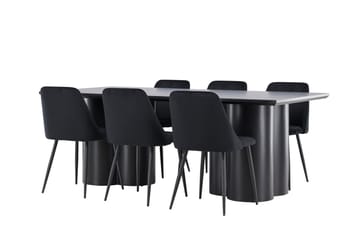 Spisegruppe Venture Home Olivia spisegruppe 210 cm rektangulær med 6 Night-stoler Svart/Svart/Svart - Møbler - Bord - Spisegrupper
