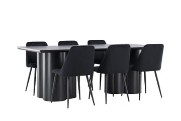 Spisegruppe Venture Home Olivia spisegruppe 210 cm rektangulær med 6 Night-stoler Svart/Svart/Svart - Møbler - Bord - Spisegrupper