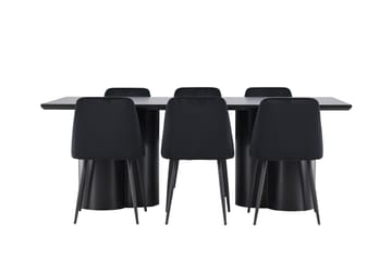 Spisegruppe Venture Home Olivia spisegruppe 210 cm rektangulær med 6 Night-stoler Svart/Svart/Svart - Møbler - Bord - Spisegrupper