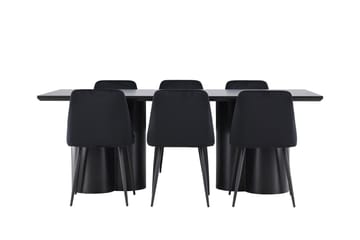Spisegruppe Venture Home Olivia spisegruppe 210 cm rektangulær med 6 Night-stoler Svart/Svart/Svart - Møbler - Bord - Spisegrupper