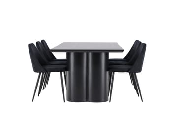 Spisegruppe Venture Home Olivia spisegruppe 210 cm rektangulær med 6 Night-stoler Svart/Svart/Svart - Møbler - Bord - Spisegrupper