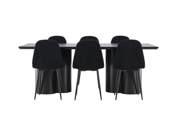 Spisegruppe Venture Home Olivia spisegruppe 210 cm rektangulær med 6 Polar-stoler Svart/Svart/Svart - Møbler - Bord - Spisegrupper