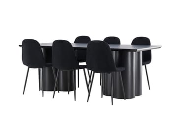 Spisegruppe Venture Home Olivia spisegruppe 210 cm rektangulær med 6 Polar-stoler Svart/Svart/Svart - Møbler - Bord - Spisegrupper