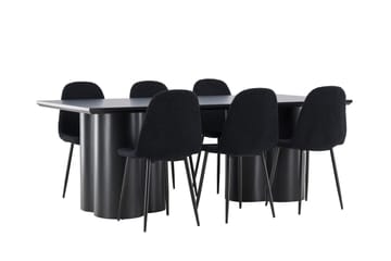 Spisegruppe Venture Home Olivia spisegruppe 210 cm rektangulær med 6 Polar-stoler Svart/Svart/Svart - Møbler - Bord - Spisegrupper