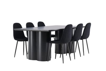 Spisegruppe Venture Home Olivia spisegruppe 210 cm rektangulær med 6 Polar-stoler Svart/Svart/Svart - Møbler - Bord - Spisegrupper