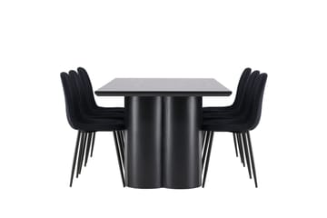 Spisegruppe Venture Home Olivia spisegruppe 210 cm rektangulær med 6 Polar-stoler Svart/Svart/Svart - Møbler - Bord - Spisegrupper