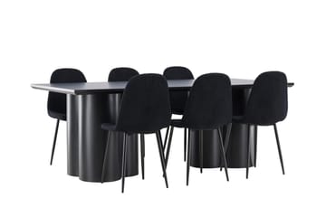 Spisegruppe Venture Home Olivia spisegruppe 210 cm rektangulær med 6 Polar-stoler Svart/Svart/Svart - Møbler - Bord - Spisegrupper