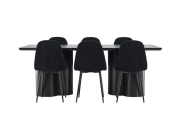 Spisegruppe Venture Home Olivia spisegruppe 210 cm rektangulær med 6 Polar-stoler Svart/Svart/Svart - Møbler - Bord - Spisegrupper