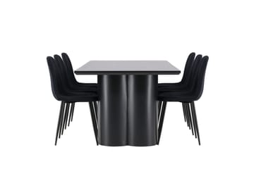 Spisegruppe Venture Home Olivia spisegruppe 210 cm rektangulær med 6 Polar-stoler Svart/Svart/Svart - Møbler - Bord - Spisegrupper