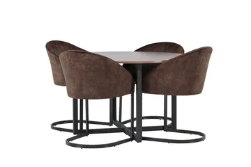 Spisegruppe Venture Home Silar spisegruppe 120 cm rund med 4 Evening-stoler Valnøtt - Møbler - Bord - Spisegrupper