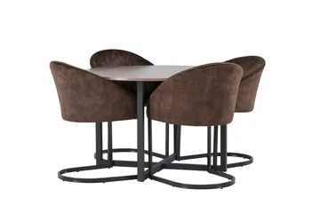 Spisegruppe Venture Home Silar spisegruppe 120 cm rund med 4 Evening-stoler Valnøtt - Møbler - Bord - Spisegrupper