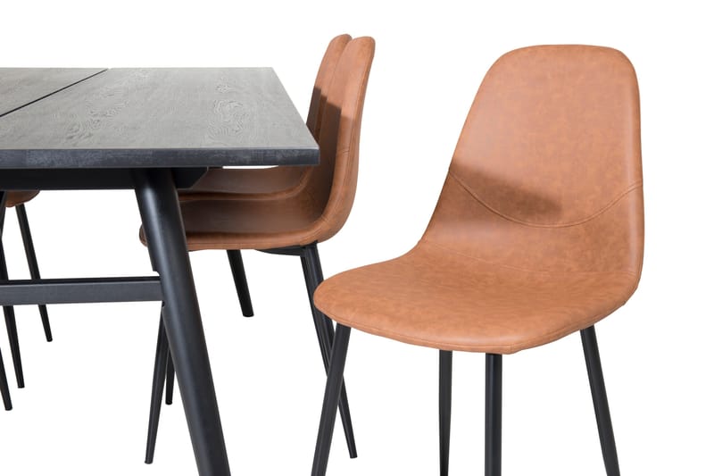 Spisegruppe Venture Home Sleek spisegruppe uttrekkbar 195 cm rektangulær med 6 Polar-stoler Svart/Brun - Møbler - Bord - Spisegrupper