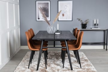 Spisegruppe Venture Home Sleek spisegruppe uttrekkbar 195 cm rektangulær med 6 Polar-stoler Svart/Brun - Møbler - Bord - Spisegrupper