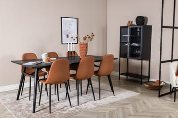Spisegruppe Venture Home Sleek spisegruppe uttrekkbar 195 cm rektangulær med 6 Polar-stoler Svart/Brun - Møbler - Bord - Spisegrupper