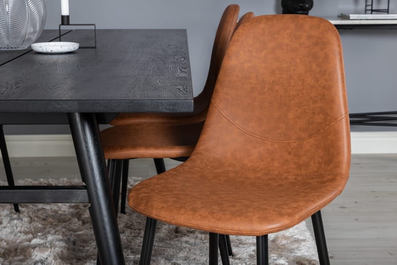 Spisegruppe Venture Home Sleek spisegruppe uttrekkbar 195 cm rektangulær med 6 Polar-stoler Svart/Brun - Møbler - Bord - Spisegrupper