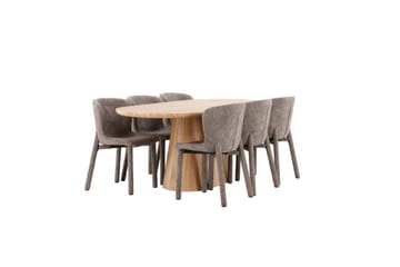 Spisegruppe Venture Home Spisegruppe Venture Home Stjärnö 200x90 cm natur med 6 stk. Astoria-stoler brun Natur - Møbler - Bord - Spisegrupper