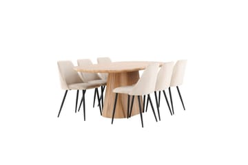 Spisegruppe Venture Home Spisegruppe Venture Home Stjärnö 200x90 cm natur med 6 stk Night-stoler Natur - Møbler - Bord - Spisegrupper