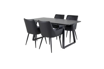 Spisegruppe Venture Home Zarzosa uttrekkbar spisegruppe 160 cm rektangulær med 4 Caspien-stoler Svart - Møbler - Bord - Spisegrupper
