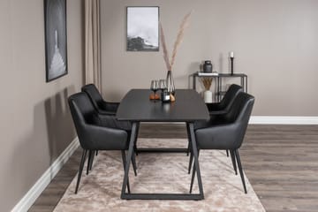 Spisegruppe Venture Home Zarzosa uttrekkbar spisegruppe 160 cm rektangulær med 4 Caspien-stoler Svart - Møbler - Bord - Spisegrupper