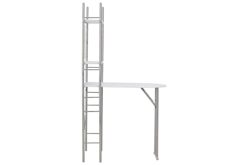 Spisestue med oppbevaringsstativ 3 deler MDF og stål hvit - Hvit - Møbler - Bord - Spisegrupper