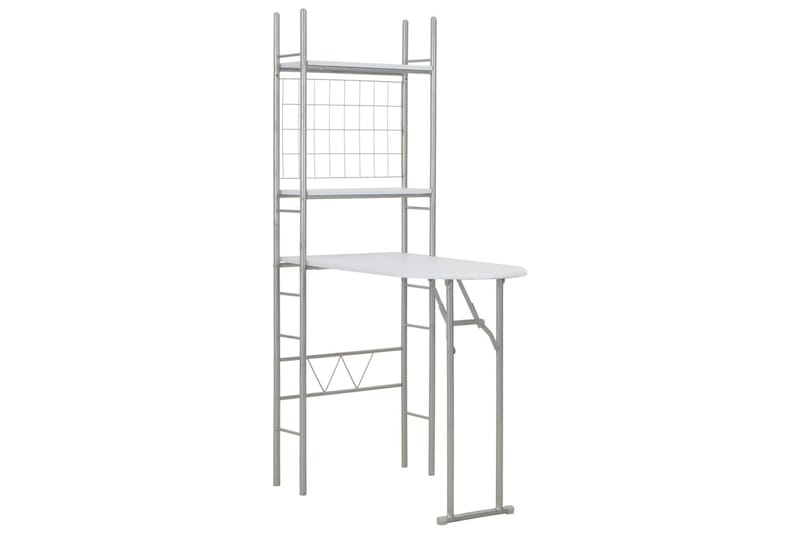 Spisestue med oppbevaringsstativ 3 deler MDF og stål hvit - Hvit - Møbler - Bord - Spisegrupper
