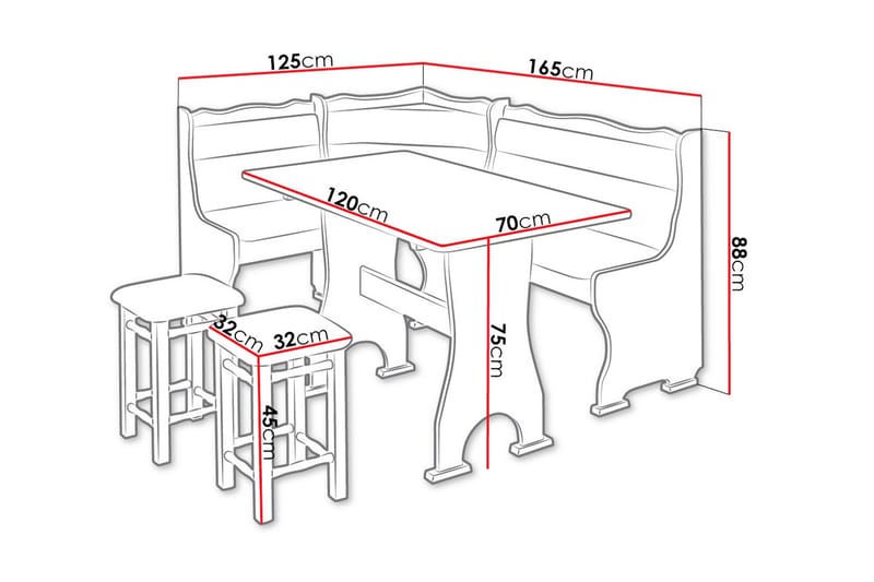 Thars Kjøkkenmøbelsett - Brun - Møbler - Bord - Spisegrupper