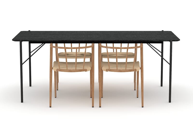 Thars Spisebord 200 cm med 4 Winston Spisestoler - Svart - Møbler - Bord - Spisegrupper
