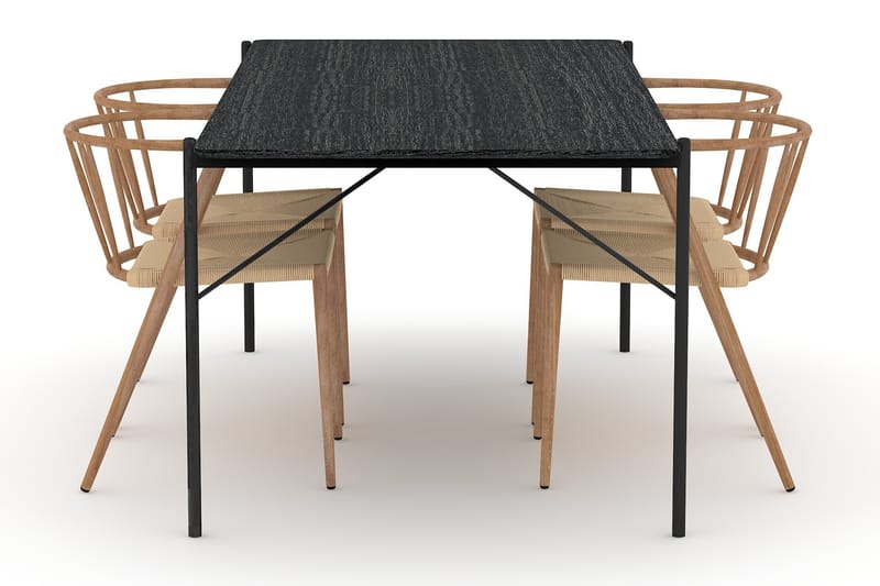 Thars Spisebord 200 cm med 4 Winston Spisestoler - Svart - Møbler - Bord - Spisegrupper