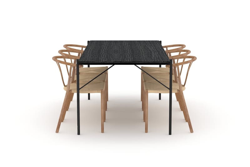 Thars Spisebord 200 cm med 6 Elysia Spisestoler - Svart - Møbler - Bord - Spisegrupper