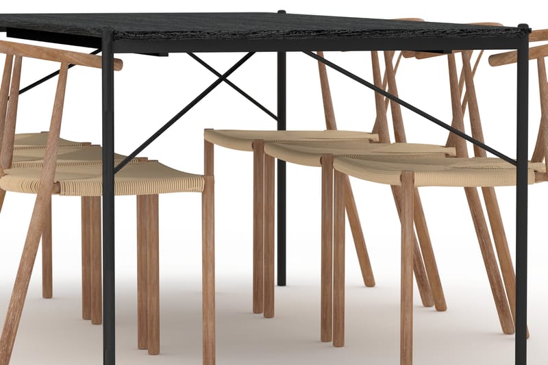Thars Spisebord 200 cm med 6 Elysia Spisestoler - Svart - Møbler - Bord - Spisegrupper