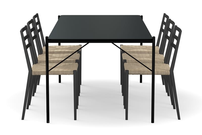 Thars Spisebord 200 cm med 6 Milakh Spisestoler - Svart - Spisegrupper