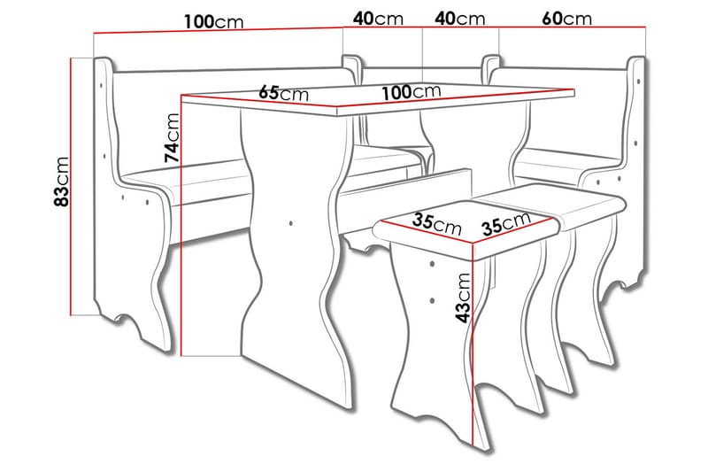 Thomas Kjøkkenmøbelsett - Beige / Hvit - Møbler - Bord - Spisegrupper