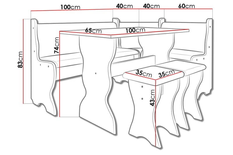 Thomas Kjøkkenmøbelsett - Beige / Hvit - Møbler - Bord - Spisegrupper