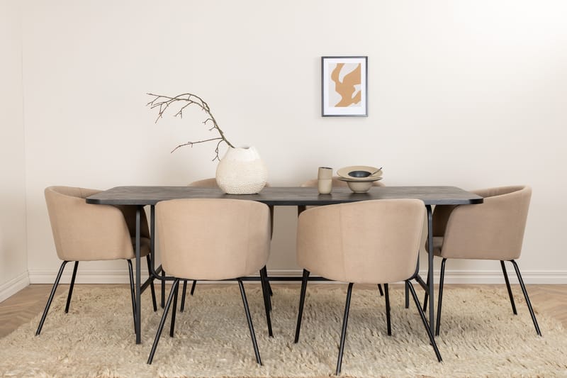 Uno Spisebord med 6 stk Berit Spisestol - Møbler - Bord - Spisegrupper