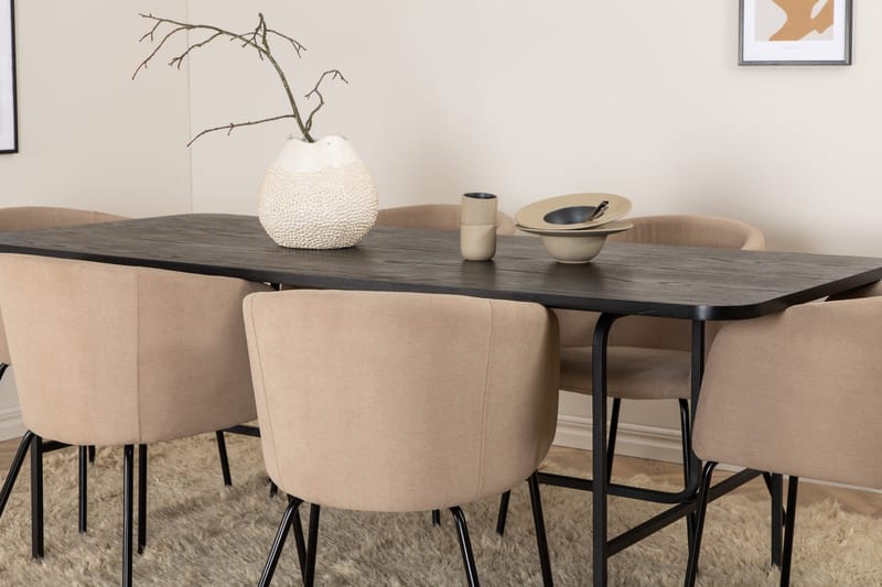 Uno Spisebord med 6 stk Berit Spisestol - Møbler - Bord - Spisegrupper