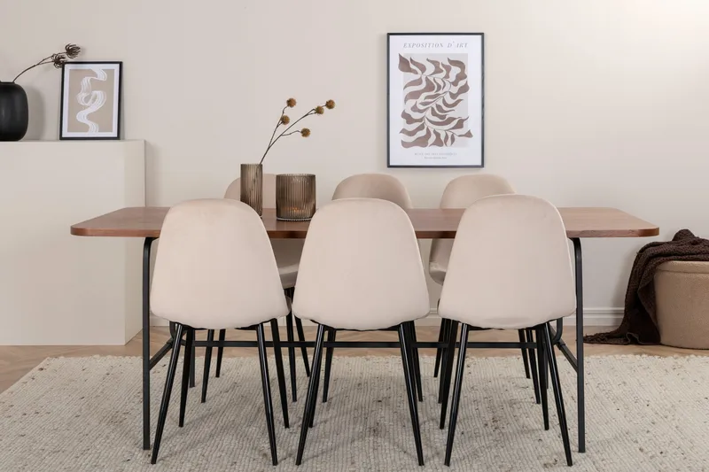 Uno spisebord med 6 Polar Spisestol - Møbler - Bord - Spisegrupper