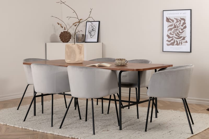 Uno Spisebord med 6stk Berit Spisestol - Møbler - Bord - Spisegrupper