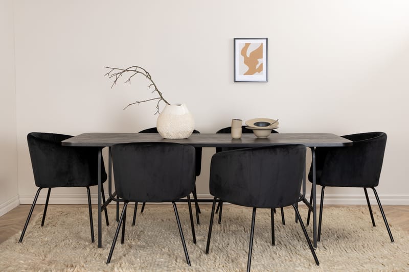 Uno Spisebord med 6stk Berit Spisestol - Møbler - Bord - Spisegrupper