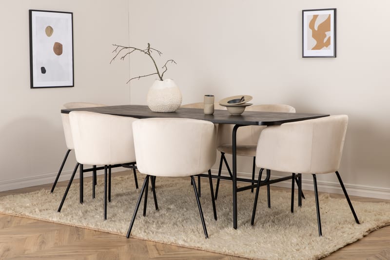 Uno Spisebord med 6stk Berit Spisestol - Møbler - Bord - Spisegrupper