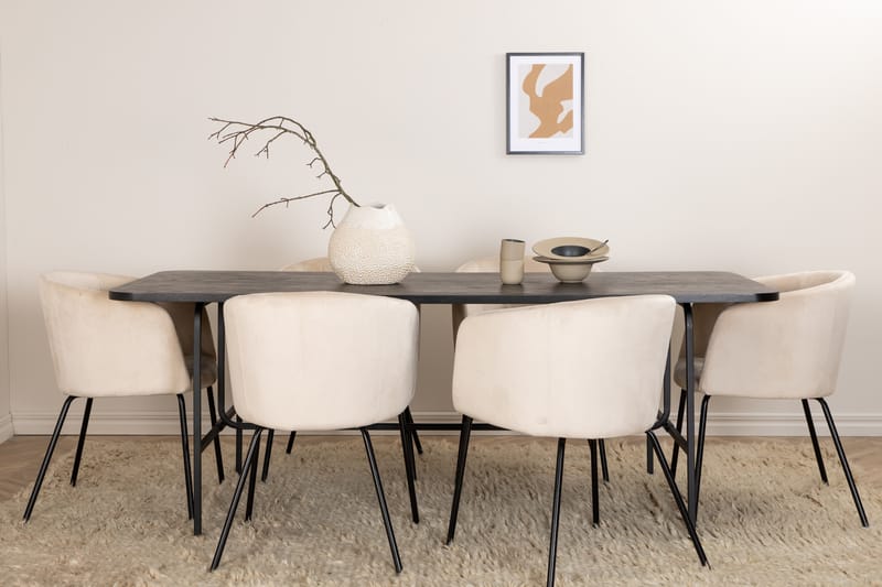 Uno Spisebord med 6stk Berit Spisestol - Møbler - Bord - Spisegrupper