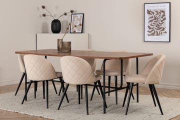 Uno Spisebord med 6stk Velvet Spisestol - Møbler - Bord - Spisegrupper