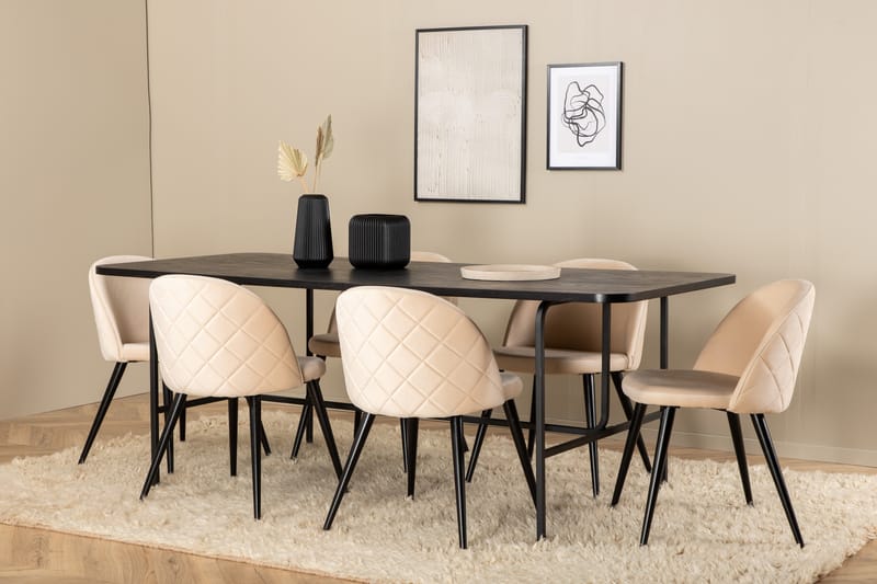 Uno Spisebord med 6stk Velvet Spisestol - Spisegrupper