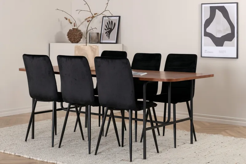 Uno Spisebord med 6stk Windu Lyx Spisestol - Møbler - Bord - Spisegrupper