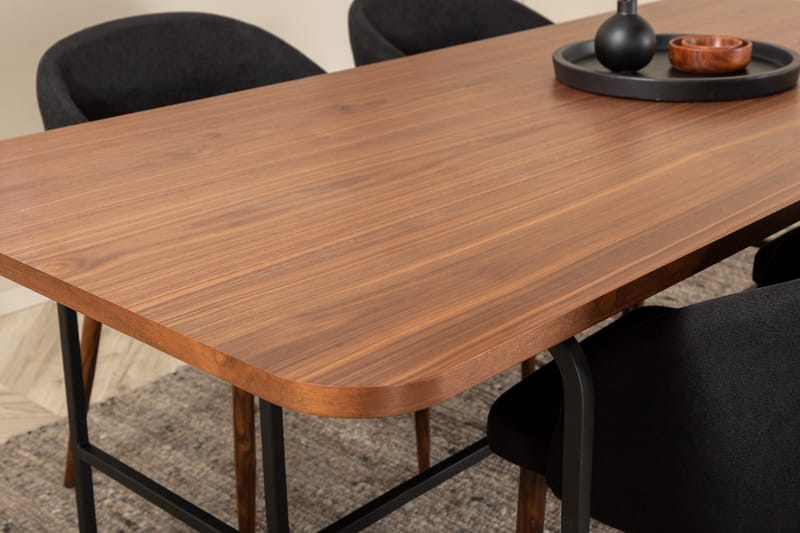 Unos Spisegruppe 200 cm inkl. 4 Kullersbro Stoler - Valnøttbrun/Svart/Brun - Møbler - Bord - Spisegrupper