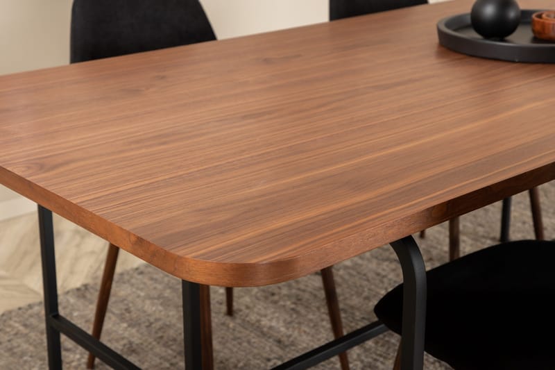 Unos Spisegruppe 200 cm inkl. 4 Pontus Stoler - Valnøttbrun/Svart - Møbler - Bord - Spisegrupper