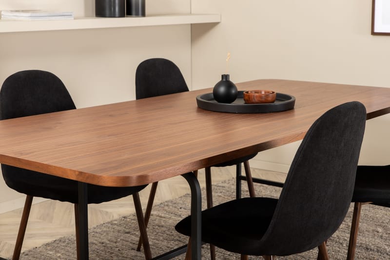 Unos Spisegruppe 200 cm inkl. 4 Pontus Stoler - Valnøttbrun/Svart - Møbler - Bord - Spisegrupper